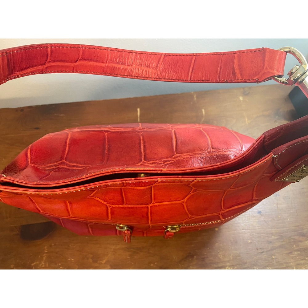 Dooney & Bourke Red Croc-Embossed Leather Shoulder Bag - Picture 7 of 11